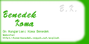 benedek koma business card